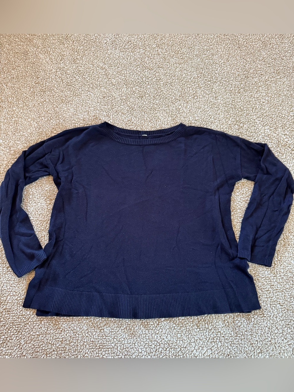 Lululemon Navy Open Knit Mesh Back Long Sleeve Sweater Size Unknown